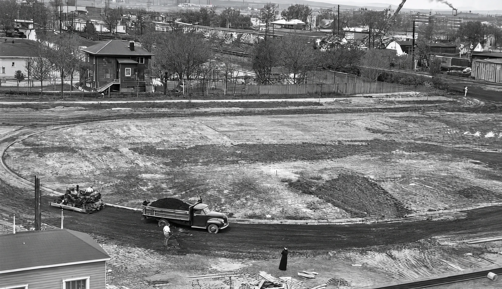 Construcción de la pista en 1946