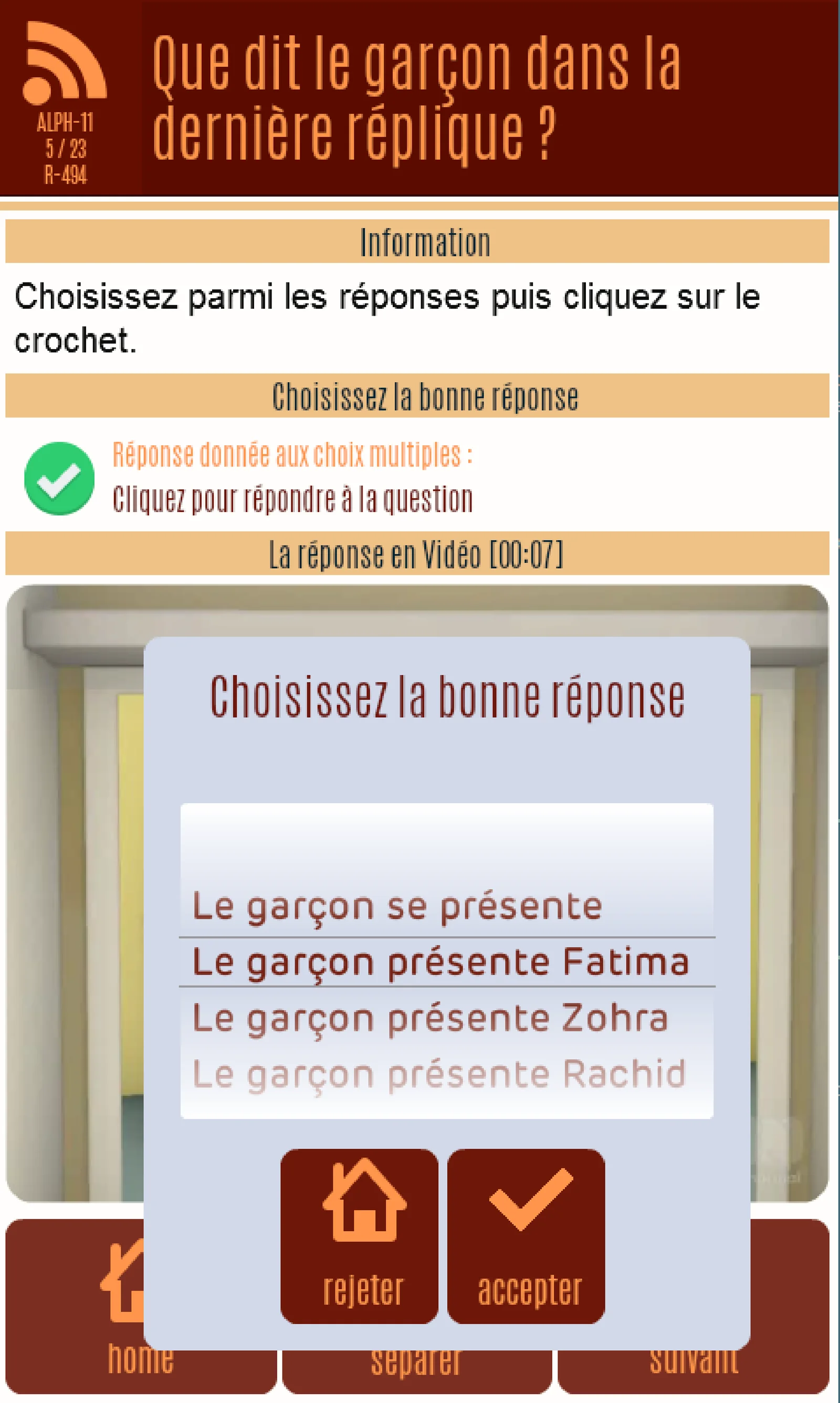 Écran d’application — Alphabétisation, capture 1