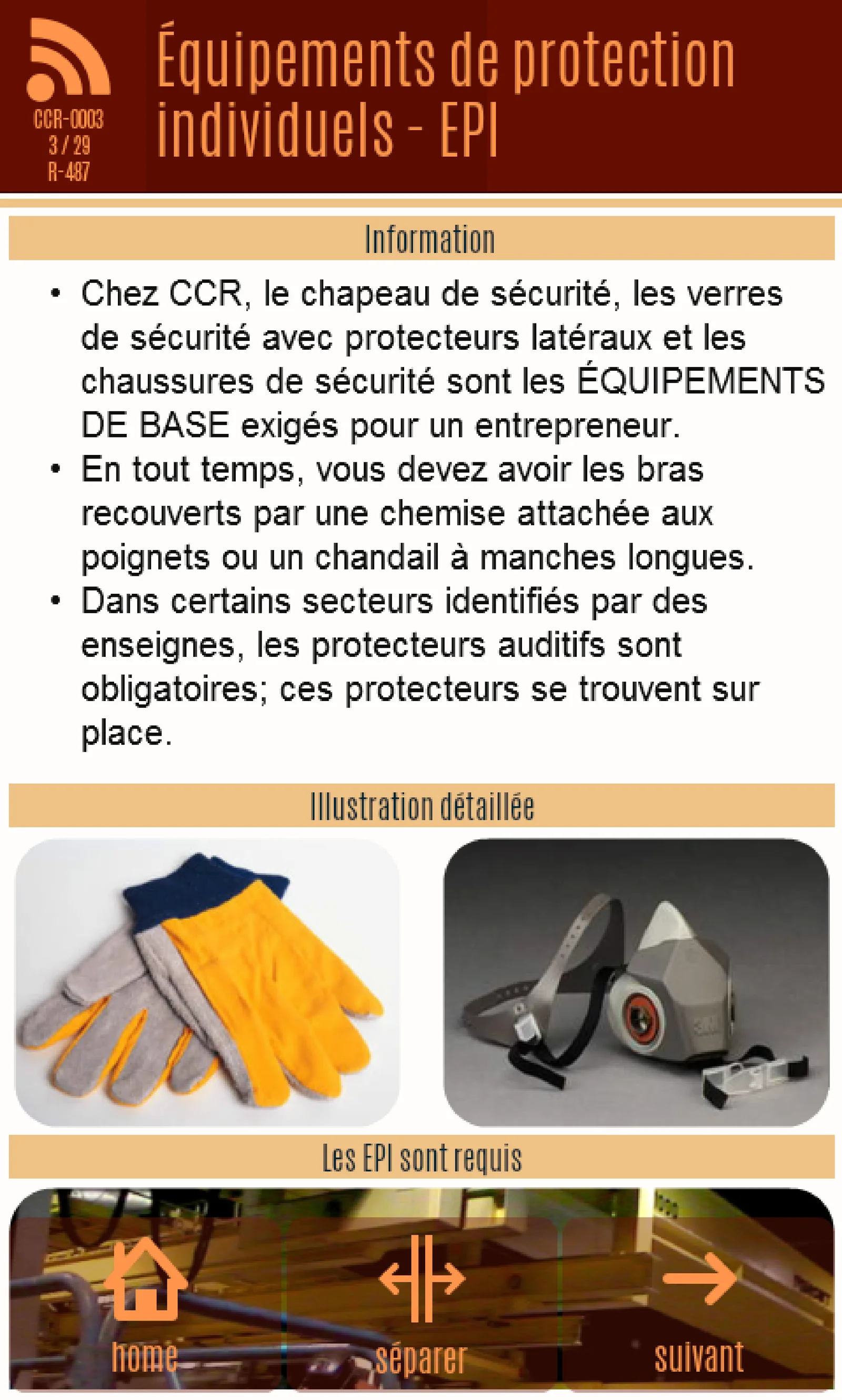 Écran d’application — Santé et sécurité, capture 2