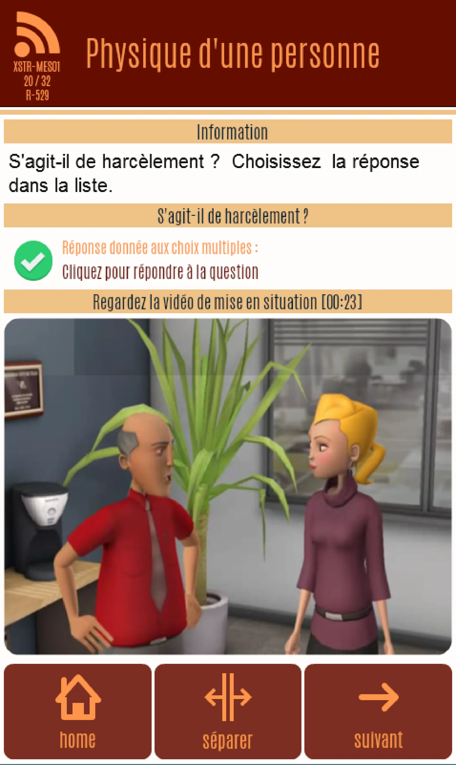 Écran d’application — Harcèlement, capture 2